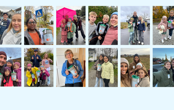 En kollasj med tolv bilder av forskjellige mennesker som er bøssebærere 