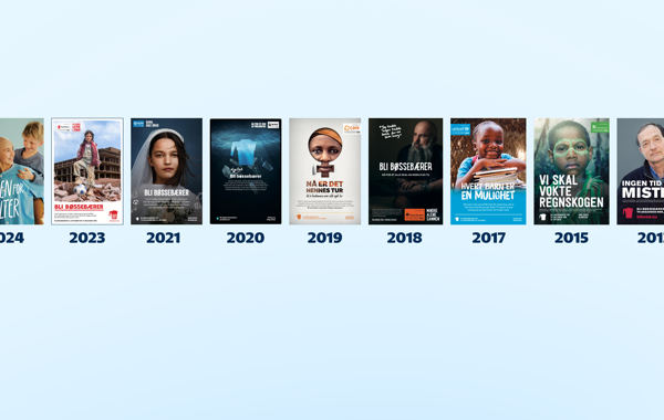 En samling av plakatene for diverse TV-aksjoner